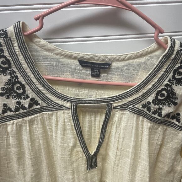 American Eagle Outfitters Long Sleeve Boho Embroidered Top Size L - Picture 3 of 8